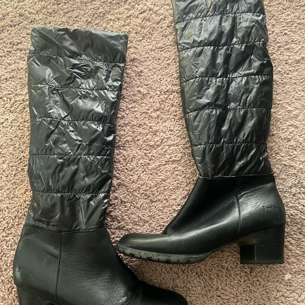 Jambu Black Winter Rain Boots Crinkled Leather Ankle-Height